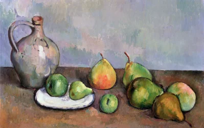 Stillleben mit Krug und Früchten, 1885-87